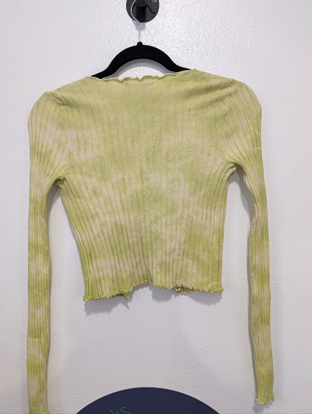 American Eagle Outfitters Sage Tie-Front Ribbed Crop Top - Picture 6 of 6